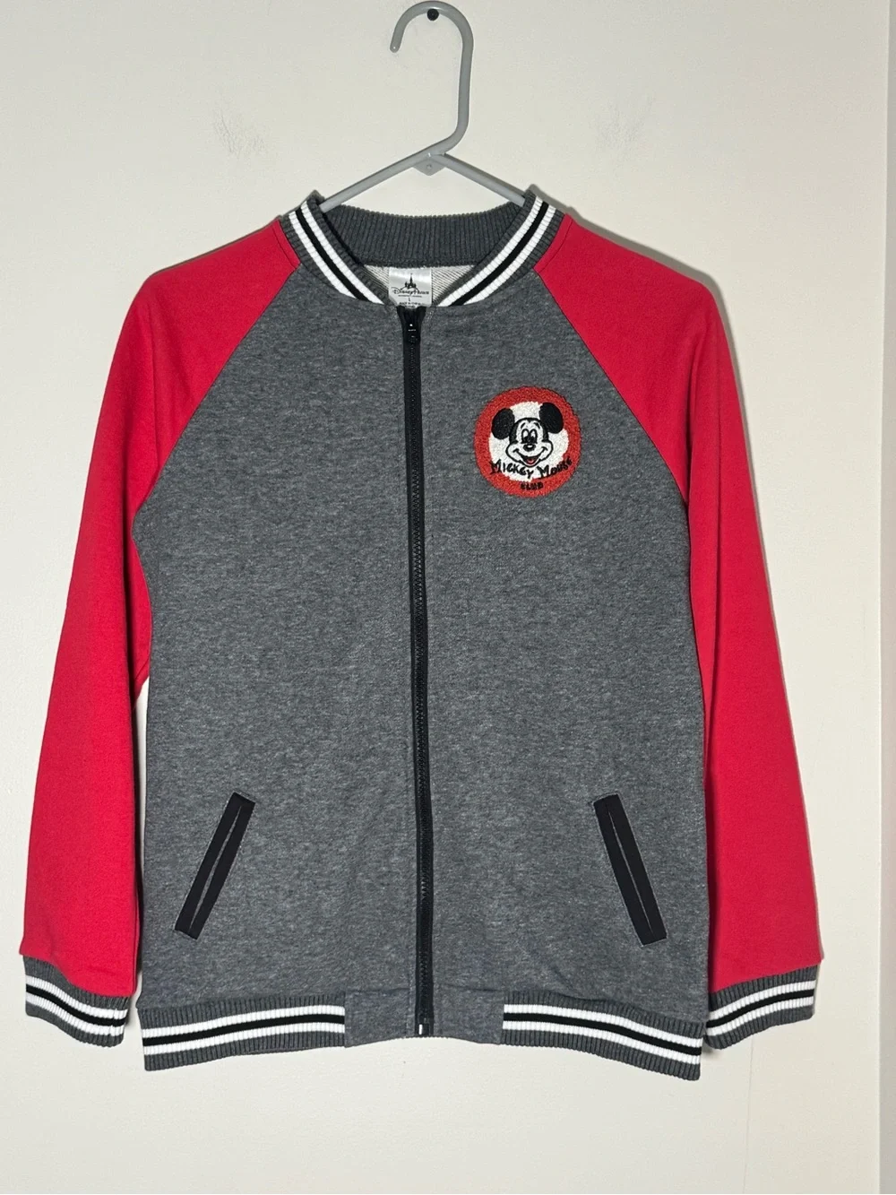 Disney Gray and Red Mickey Mouse Zip Hoodie Jacket